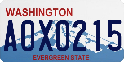 WA license plate AOX0215