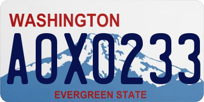 WA license plate AOX0233