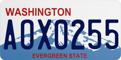 WA license plate AOX0255