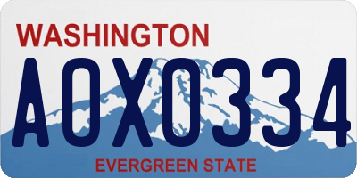 WA license plate AOX0334