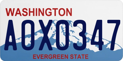 WA license plate AOX0347