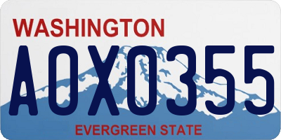 WA license plate AOX0355