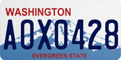 WA license plate AOX0428