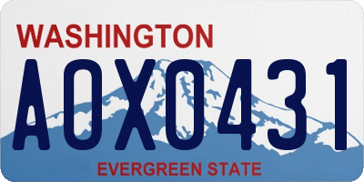 WA license plate AOX0431