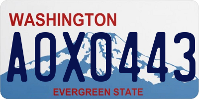 WA license plate AOX0443