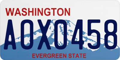 WA license plate AOX0458