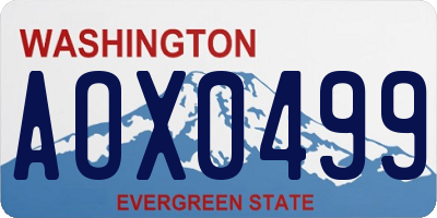 WA license plate AOX0499