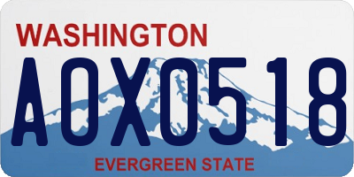 WA license plate AOX0518