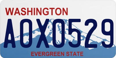 WA license plate AOX0529