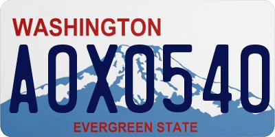 WA license plate AOX0540