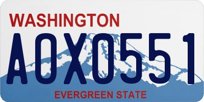 WA license plate AOX0551