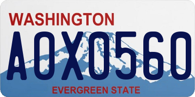 WA license plate AOX0560