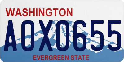 WA license plate AOX0655