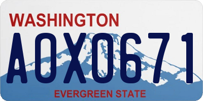 WA license plate AOX0671