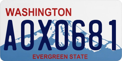 WA license plate AOX0681