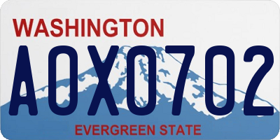 WA license plate AOX0702