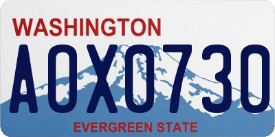 WA license plate AOX0730