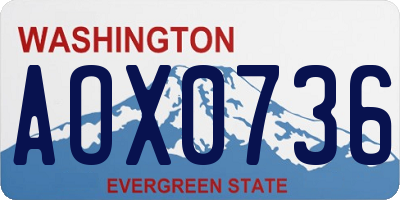 WA license plate AOX0736