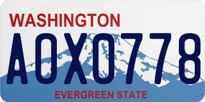 WA license plate AOX0778