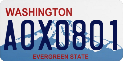 WA license plate AOX0801