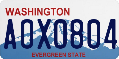 WA license plate AOX0804
