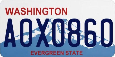 WA license plate AOX0860