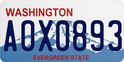 WA license plate AOX0893
