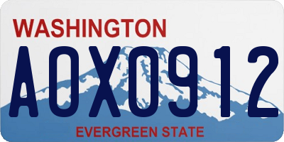 WA license plate AOX0912