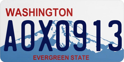 WA license plate AOX0913