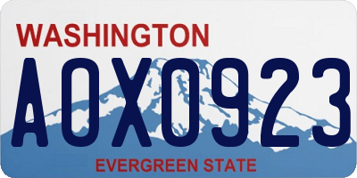 WA license plate AOX0923
