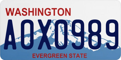 WA license plate AOX0989