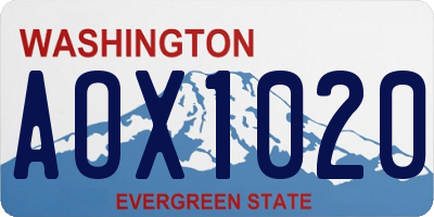 WA license plate AOX1020