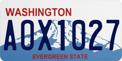 WA license plate AOX1027
