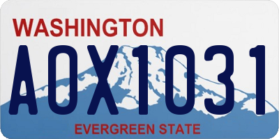 WA license plate AOX1031