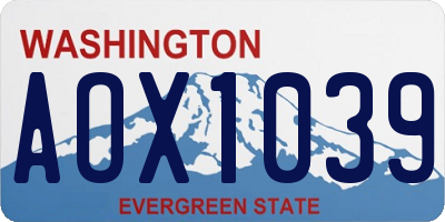 WA license plate AOX1039