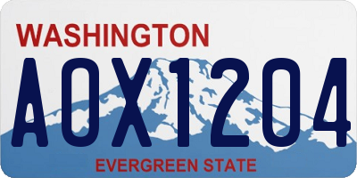 WA license plate AOX1204