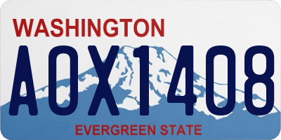 WA license plate AOX1408