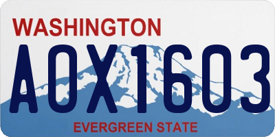 WA license plate AOX1603