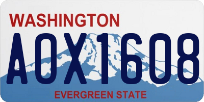 WA license plate AOX1608