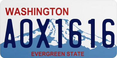 WA license plate AOX1616