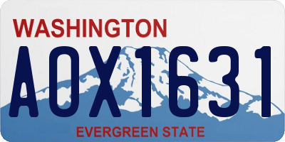 WA license plate AOX1631