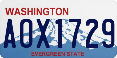 WA license plate AOX1729