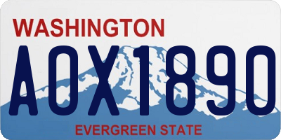 WA license plate AOX1890