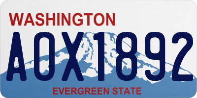 WA license plate AOX1892