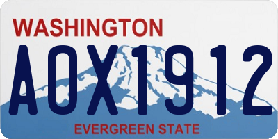 WA license plate AOX1912