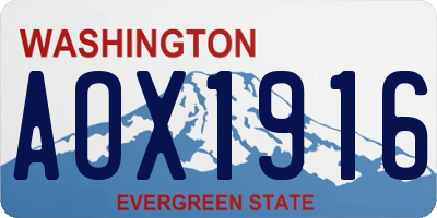 WA license plate AOX1916