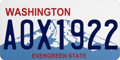 WA license plate AOX1922
