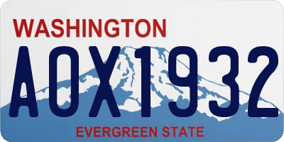 WA license plate AOX1932