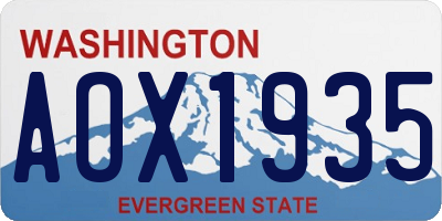 WA license plate AOX1935