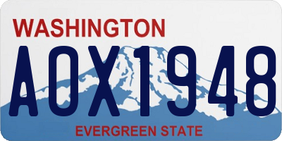 WA license plate AOX1948